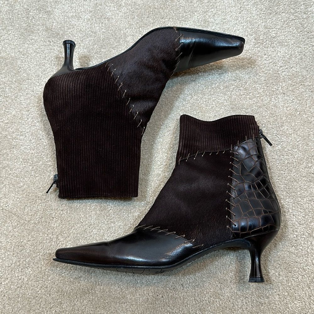 Stuart Weitzman Women Leather Heeled Booties Size 7.5 M